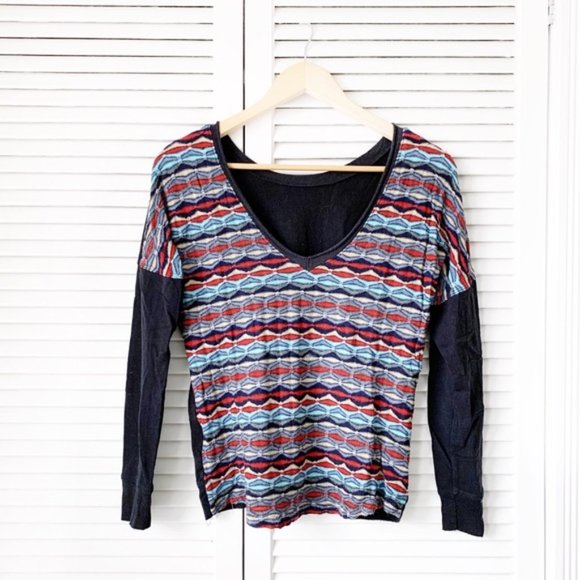 Woodleigh Dolman Multi Color Knit V-Neck Sweater - Picture 1 of 7